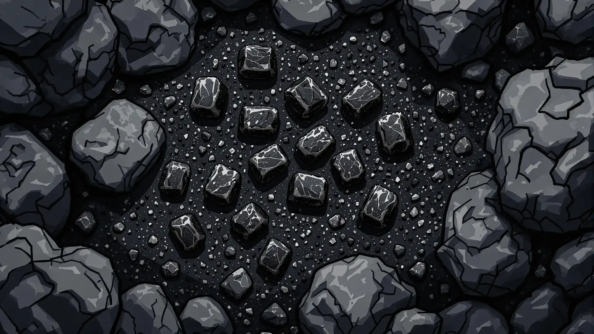 Dark, earthy textures with rugged stones and mineral patterns, representing the grounding, energy-boosting properties of Shilajit gummies.